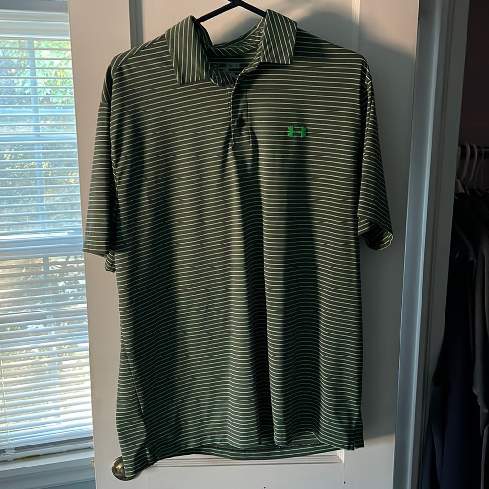 Neon Green and Gray Under Armour Golf Polo